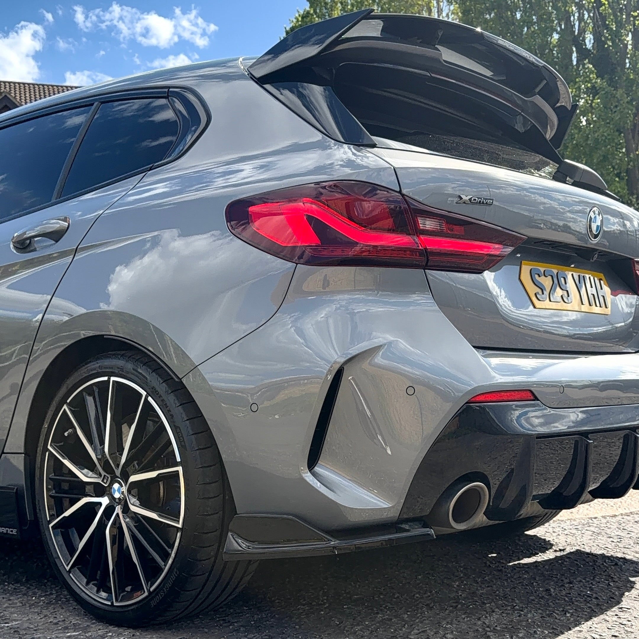 BMW 1 Series F40 Rear Side Splitters (Gloss Black)